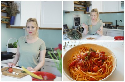 Laura Cosoi te învață să gătești paste cu sos de roșii. E cea mai simplă rețetă pe care o poți încerca
