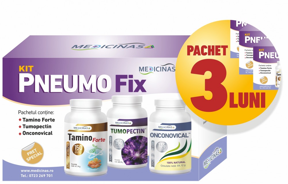 3 Luni KIT PNEUMO Fix - pentru prevenirea afecțiunilor pulmonare + GRATUIT la prima comanda cartea ”Ce mănânci ca să combați cancerul”