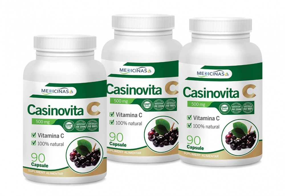  CASINOVITA C - 2+1 Gratuit - Vitamina C din fructe de Aronia - Pachet 3 luni 