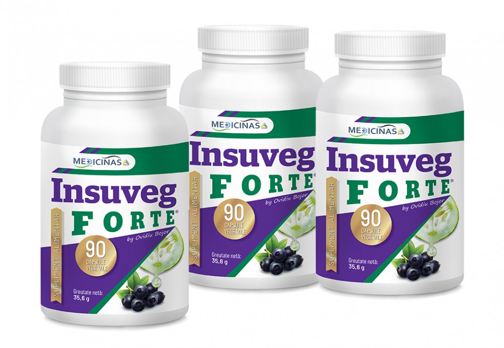 Insuveg FORTE - 2+1 Gratuit - supliment antidiabet - Pachet 3 luni + GRATUIT la prima comandă cartea ”Ce mănânci când ai diabet”.