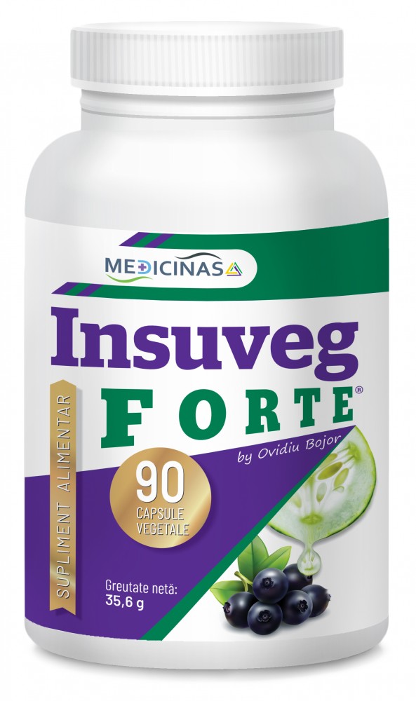Insuveg FORTE, 90cps. - supliment antidiabet + GRATUIT la prima comanda cartea ”Ce mănânci când ai diabet”.