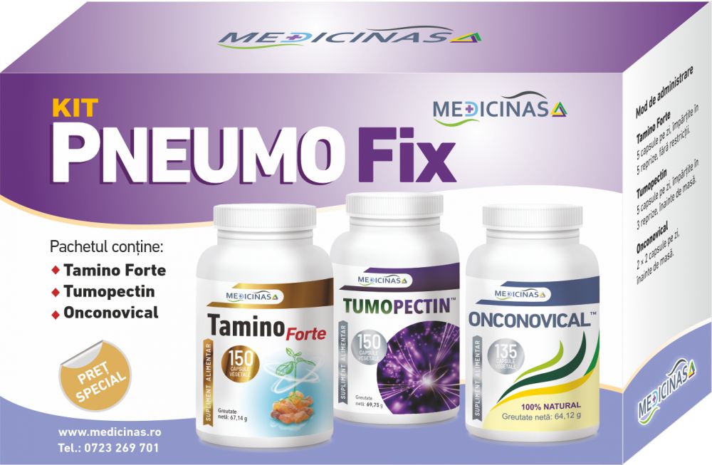 KIT PNEUMO Fix - pentru prevenirea afecțiunilor pulmonare + GRATUIT la prima comanda cartea ”Ce mănânci ca să combați cancerul”