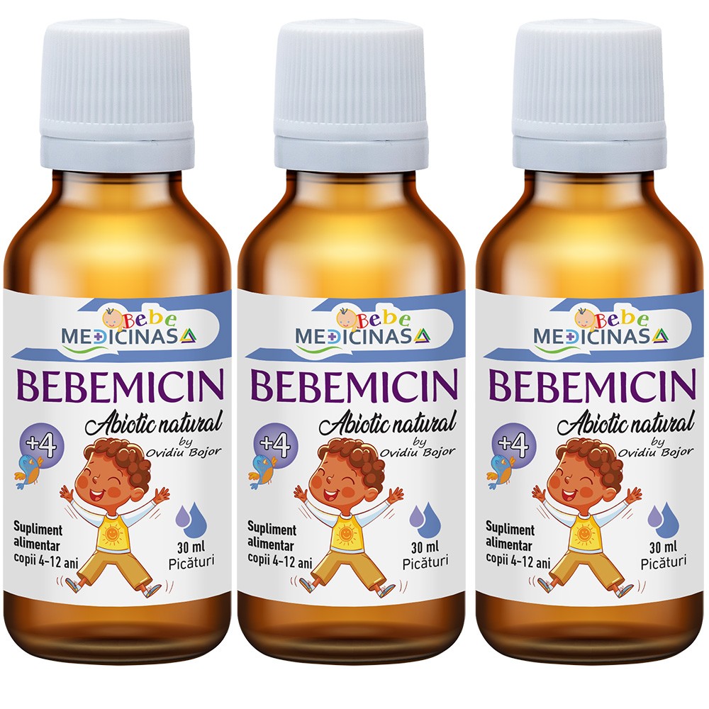 Bebemicin 118 RON Discount inclus deja - Abiotic Natural pentru Copii 4+, 3 flacoane
